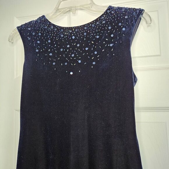 JR NITES by CALIENDO Womens Blue Evening Occasion Velvet Velour Dress - 4P - Picture 2 of 8